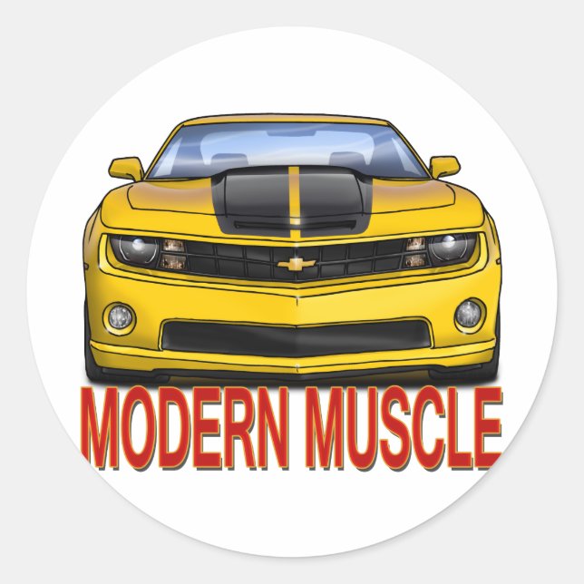 Pegatina Redonda YELLOW_FRONT_CAMARO.png (Anverso)