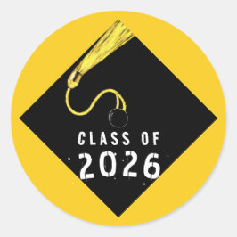 Pegatina Redonda Yellow Graduation 2026