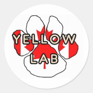 Pegatina Redonda Yellow Lab Name Paw Labrador Retriever