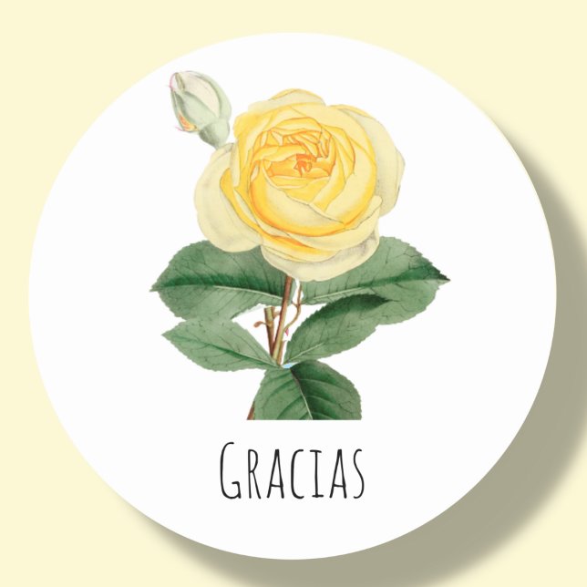 Pegatina Redonda Yellow Rose Gracias | (Subido por el creador)