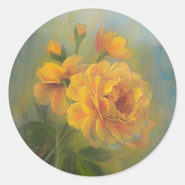 Pegatina Redonda Yellow Rose sticker (Anverso)