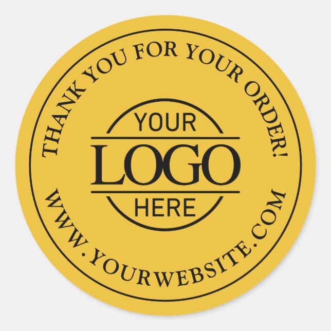 Pegatina Redonda Yellow Simple Custom Busines Logo Promotional (Anverso)