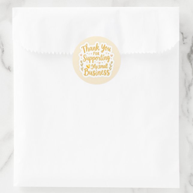 Pegatina Redonda Yellow Thank You Packaging Sticker (Bolso)