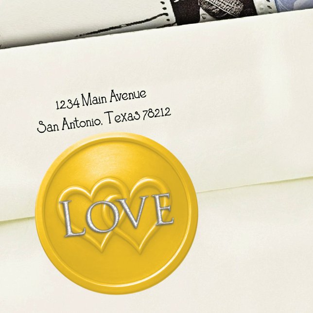 Pegatina Redonda Yellow Two Hearts Intertwined Wedding (Subido por el creador)