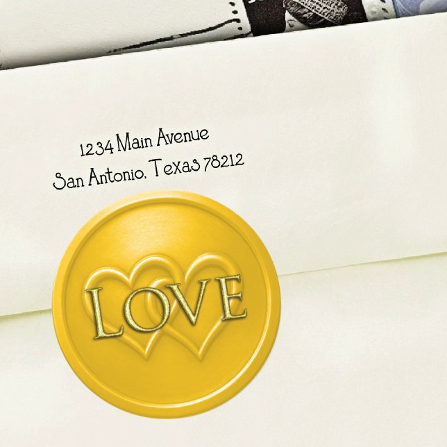 Pegatina Redonda Yellow Two Hearts Intertwined Wedding (Subido por el creador)