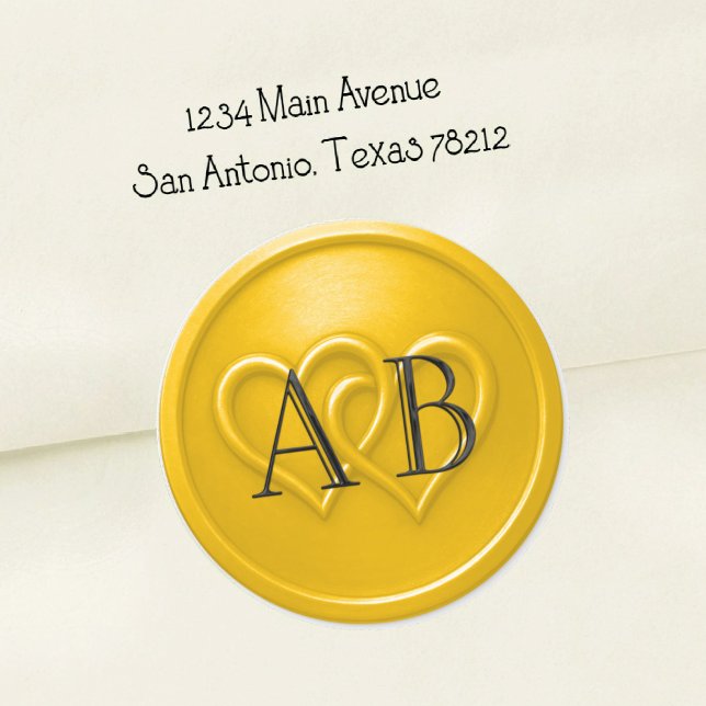 Pegatina Redonda Yellow Two Hearts Intertwined Wedding Black  (Subido por el creador)