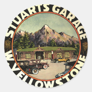 Pegatina Redonda Yellowstone Garage de Stuart