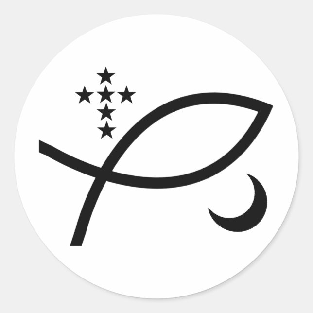 Pegatina Redonda Yemaya Veve en negro (Anverso)