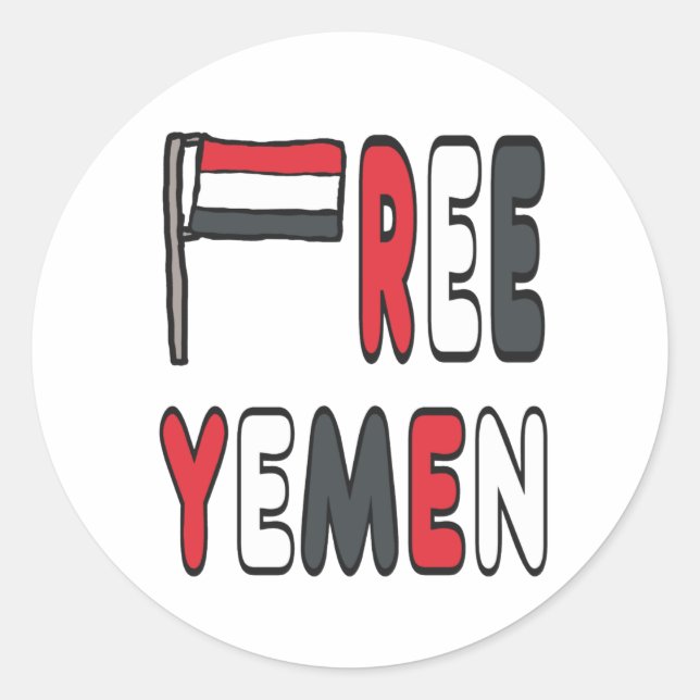 Pegatina Redonda Yemen libre (Anverso)
