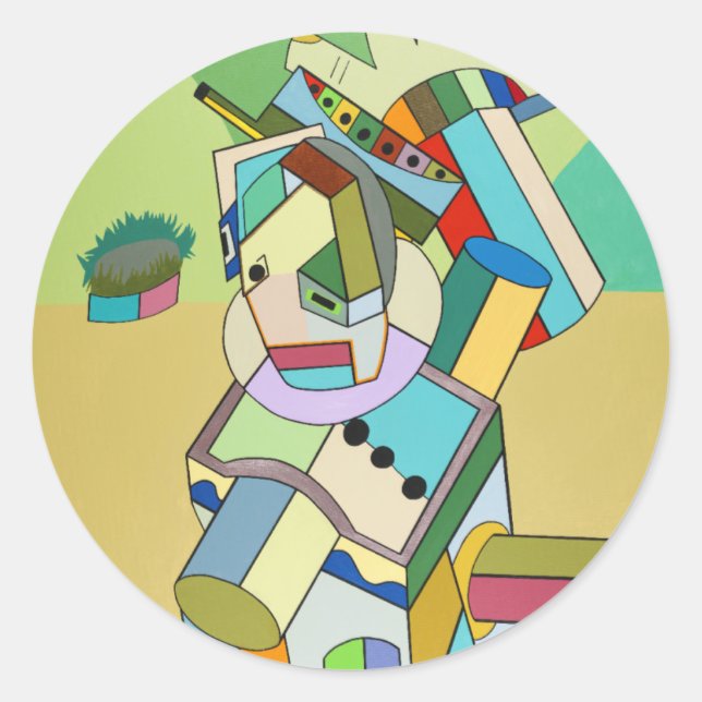 Pegatina Redonda "Yendo a casa" por Ruchell Alexander (Anverso)