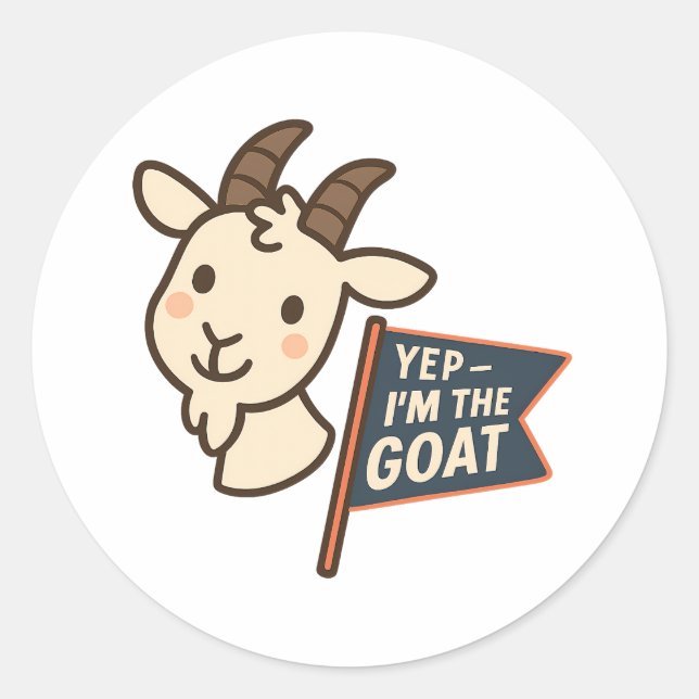 Pegatina Redonda Yep I'm The GOAT Cute Funny Goat Head Design (Anverso)