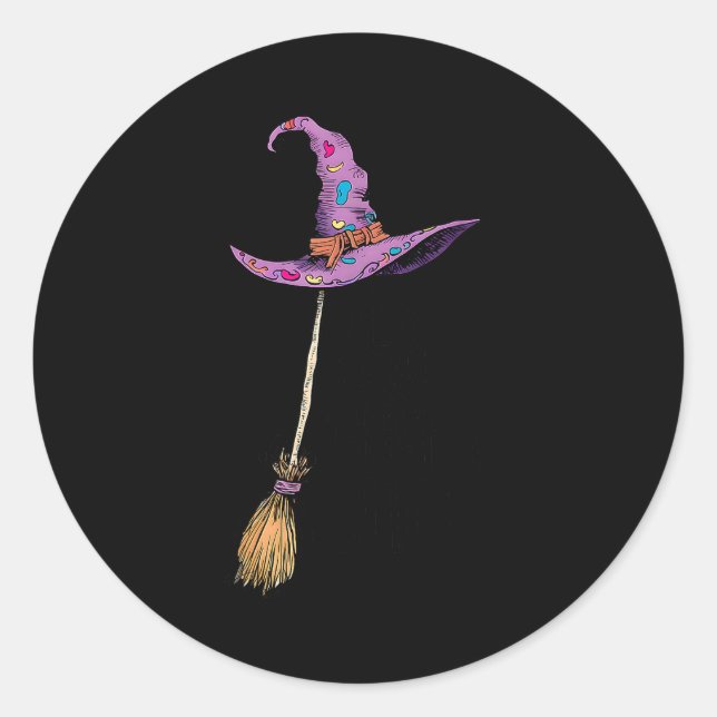 Pegatina Redonda Yes I Can Drive A Stick Soky Witch Funny Halloween (Anverso)