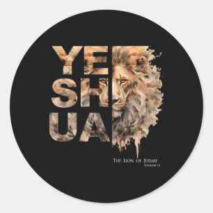 Pegatina Redonda Yeshua, León de Judá, Jesús, Dios, Versículo de la