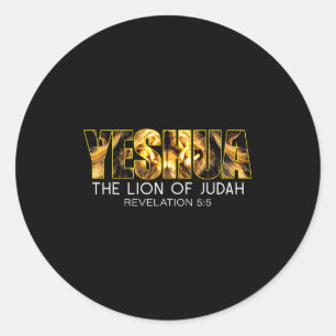 Pegatina Redonda Yeshua León De Judá Jesús Religioso Cristiano Rev