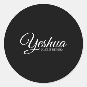 Pegatina Redonda Yeshua Salvador Del Mundo Cristiano Mesianico Cr