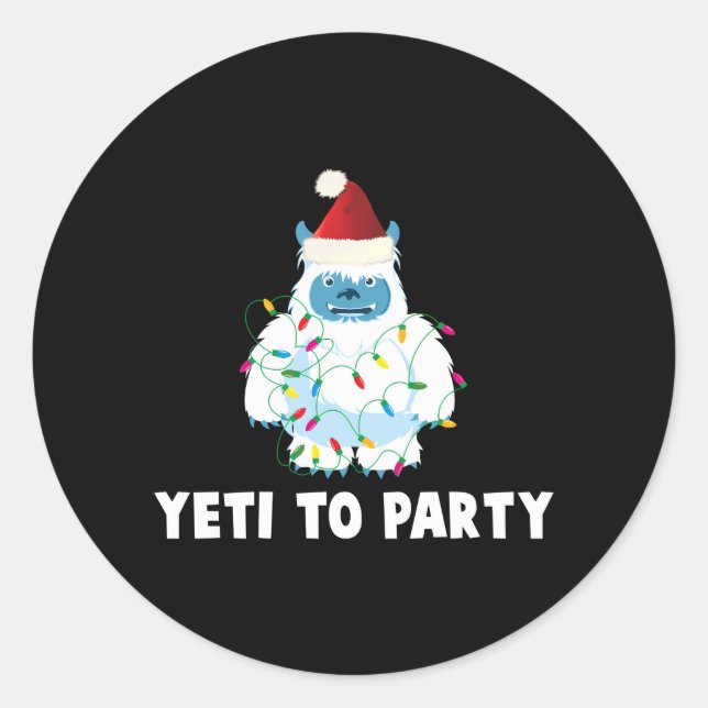 Pegatina Redonda Yeti Al Fiesta Yeti Por (Anverso)
