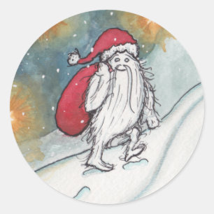 Pegatina Redonda Yeti Santa