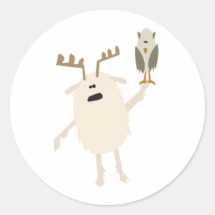 Pegatina Redonda Yeti y Owl