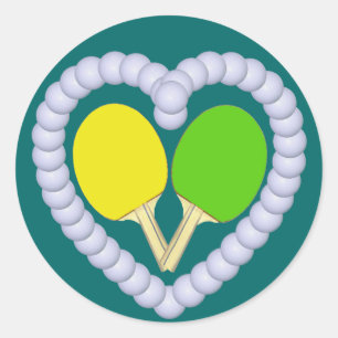 Pegatina Redonda YG Ping Pong Paddle Heart