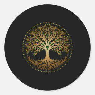 Pegatina Redonda Yggdrasil, Celta, Árbol, Vida, Norse, Mitología,