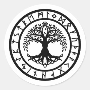 Pegatina Redonda Yggdrasil - Rune Circle