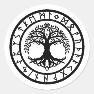 Pegatina Redonda Yggdrasil - Rune Circle