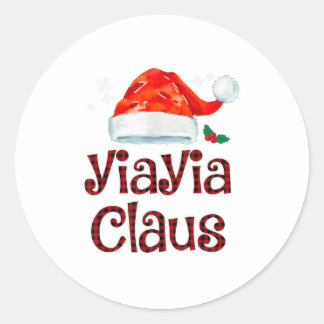 Pegatina Redonda Yiayia Claus Tee Navidades Pajama Fam