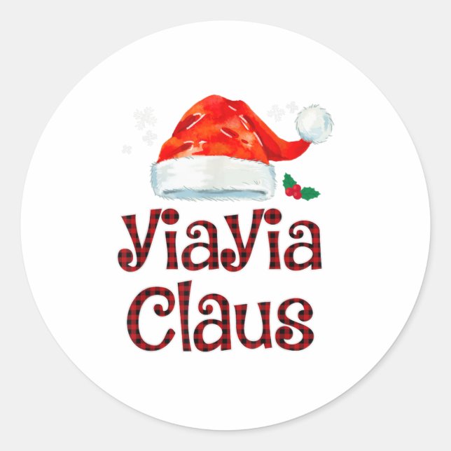 Pegatina Redonda Yiayia Claus Tee Navidades Pajama Fam (Anverso)