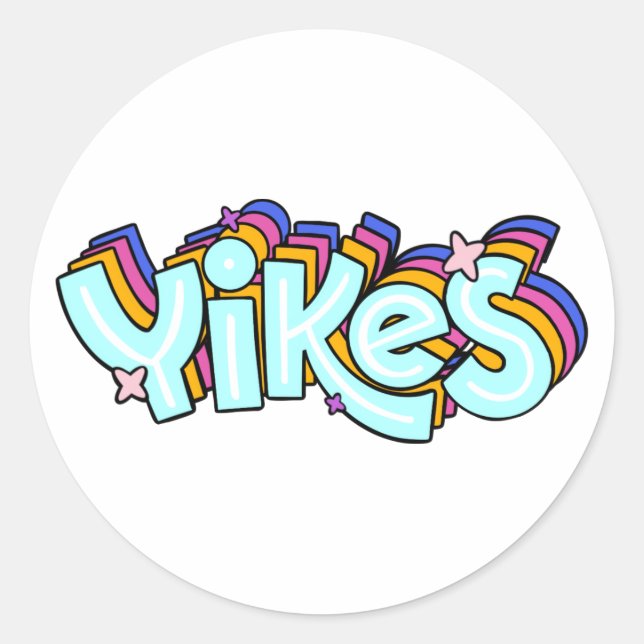 Pegatina Redonda Yikes Retro Aesthetic Funny Quote (Anverso)