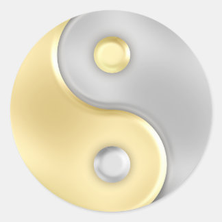 Pegatina Redonda Yin Gold y Silver Yin y Yang