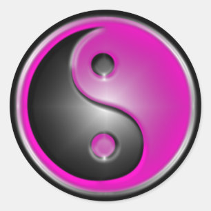 Pegatina Redonda Yin rosado y Yang