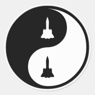 Pegatina Redonda Yin Yang Aerospace Engineering