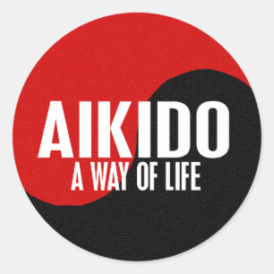 Pegatina Redonda Yin Yang Aikido 1