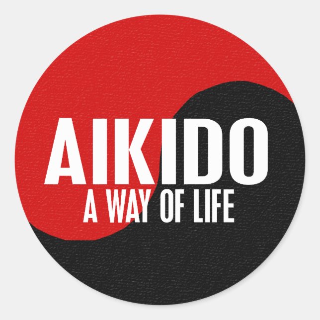 Pegatina Redonda Yin Yang Aikido 1 (Anverso)