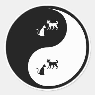 Pegatina Redonda Yin Yang Animal Control