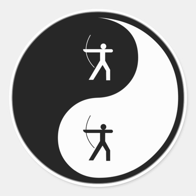 Pegatina Redonda Yin Yang Archery (Anverso)