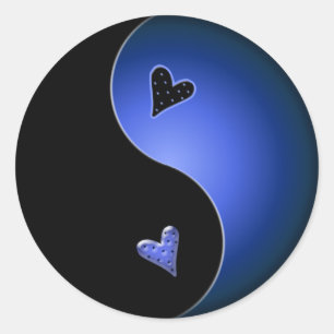 Pegatina Redonda yin yang azul