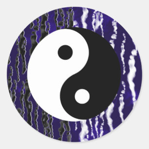 Pegatina Redonda Yin Yang Azul Tranquilidad Zen Energía Chi Fiesta