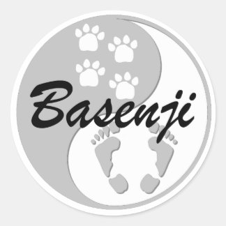 Pegatina Redonda yin yang basenji