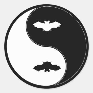 Pegatina Redonda Yin Yang Bat