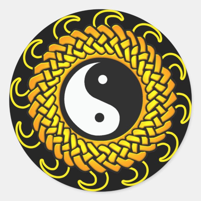 Pegatina Redonda Yin Yang Braided Sun (Anverso)
