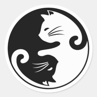 Pegatina Redonda Yin yang cats