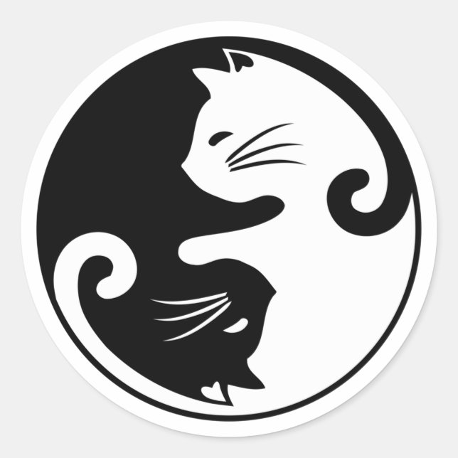 Pegatina Redonda Yin yang cats (Anverso)