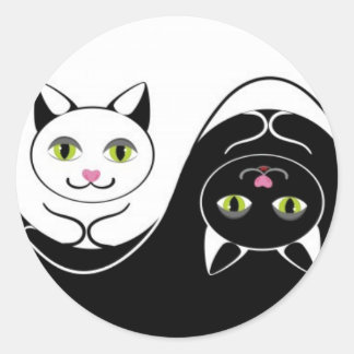 Pegatina Redonda Yin Yang Cats