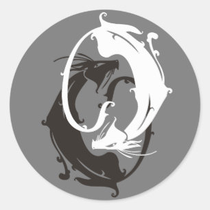 Pegatina Redonda Yin Yang Cats