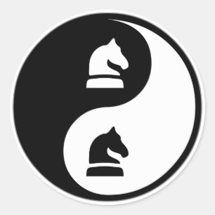 Pegatina Redonda Yin Yang Chess