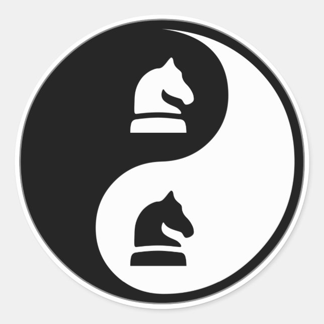 Pegatina Redonda Yin Yang Chess (Anverso)