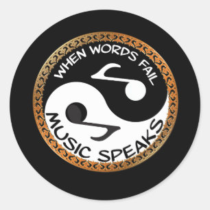 Pegatina Redonda Yin Yang con palabras musicales