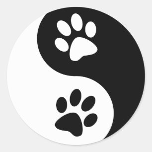 Pegatina Redonda Yin Yang Dog Paws