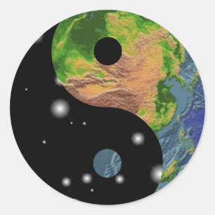 Pegatina Redonda Yin Yang Earth